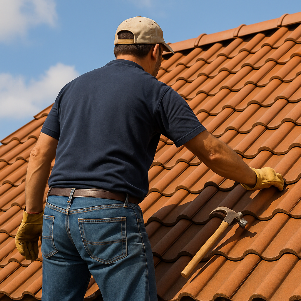 Kiremit çatı tamiri yapan usta – profesyonel çatı onarımı