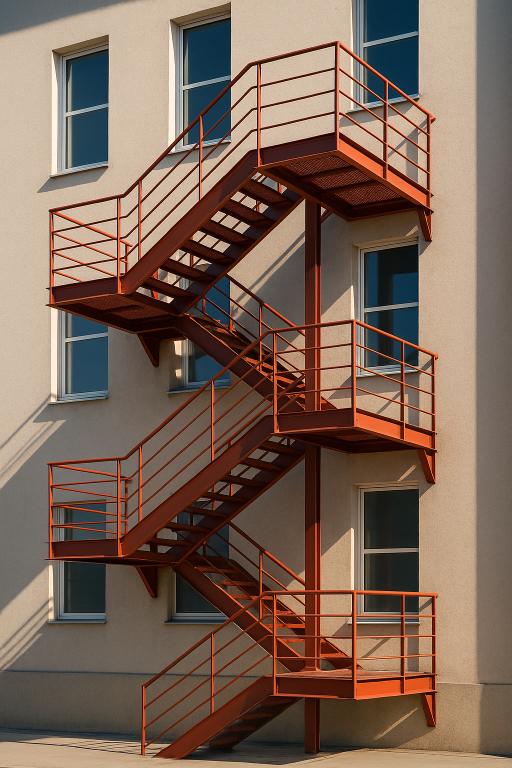 Güzel çelik yapı yangın merdiveni fotoğrafı