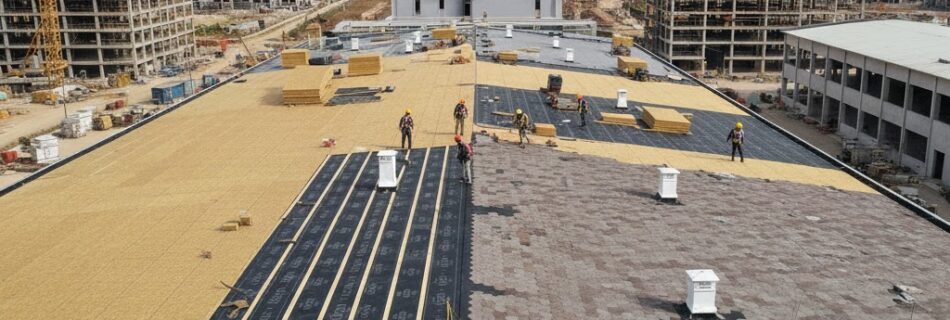 Arnavutköy OSB çatı kaplama uygulaması, çelik çatı üzerinde membran hazırlığı
