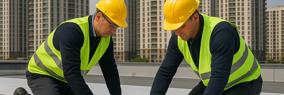 Küçükçekmece çatı ustası hizmeti – sandviç panel ve membran çatı uygulaması yapan profesyonel ekip görseli.