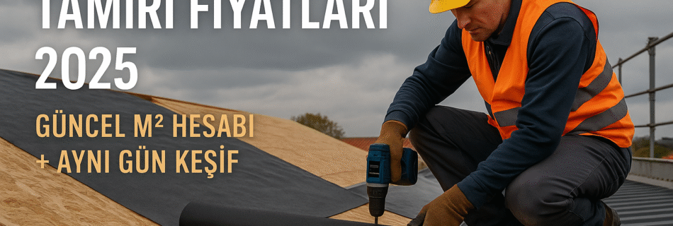 “Arnavutköy’de çatı tamiri yapılırken OSB ve membran uygulaması yapan çatı ustası”