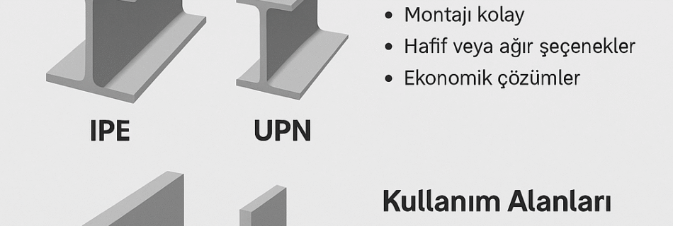 “IPE UPN ve L profil nedir görseli – çelik çatı yapımında kullanılan çelik profil çeşitleri teknik çizim”
